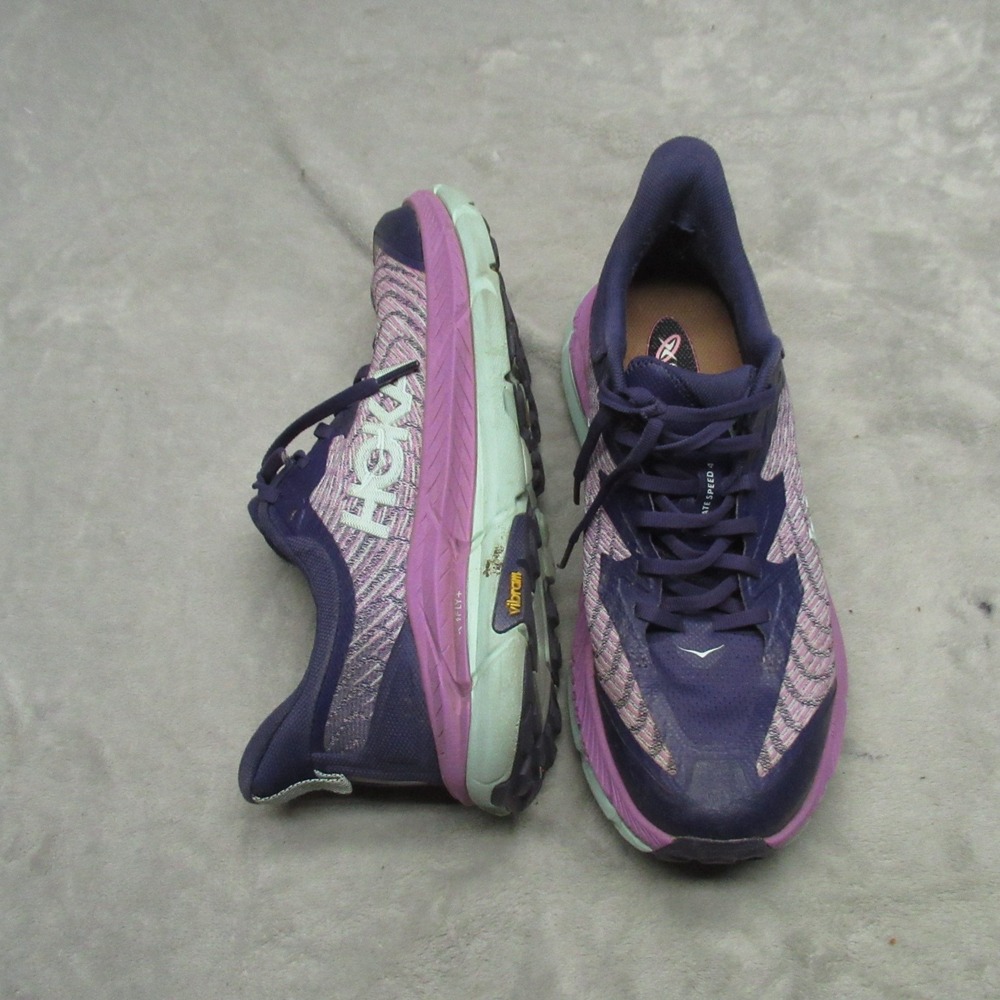 Hoka Women 9.5B Running Shoes Purple Mafate Speed 4 Lightweight Cushioned Active